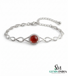 Luxury Ruby Cabochon Bracelet with Diamond Halo – Elegant Adjustable Gemstone Bracelet for Women
