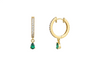 Luxury Gold Hoop Earrings with Pear shape Natural Emerald Dainty Diamond Drop Style