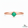Princess Cut Natural Emerald Solitaire Ring – Minimalist Emerald Promise Ring