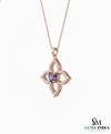 Natural Heart Cut Tanzanite Diamond Flower Pendant