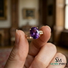 Oval Amethyst Engagement Ring in 14K Gold with Diamond Band