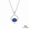 Elegant Oval cut Blue Tanzanite & Diamond Teardrop Pendant