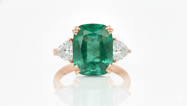 9.50 carat Cushion Shape Natural Emerald Cut Triangle Diamond Promise Ring 14k Gold Engagement Gift