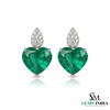 Elegant Heart Shaped Green Emerald Pendant with Diamond Detail