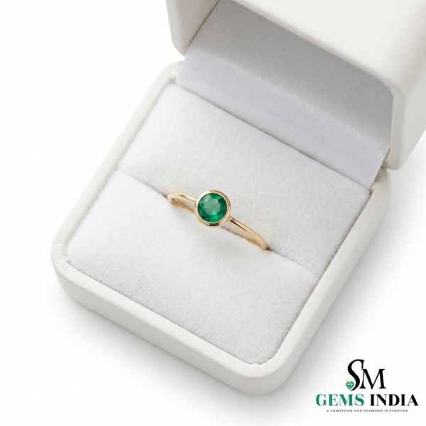 Tiny Emerald Ring Minimalist Green Stone Stacking Band for Women