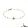 Round Emerald Clover Bracelet in 14k Gold – Dainty Minimalist Chain Bracelet
