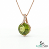 Round Peridot Pendant with Diamond Accent - Elegant Minimalist Birthstone Jewelry
