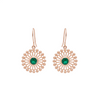 2.10 carat Sun Halo Natural Emerald Dangle Earrings in 14k Gold – Artisan Boho Luxury