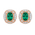 Luxury Design Vintage Oval Natural Emerald & Diamond Cluster Stud Earrings in 14k gold