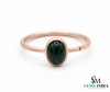 Minimalist Oval Emerald Ring in 14K Gold – Handmade Cabochon Gemstone Ring