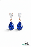 Pear Blue Moissanite Drop Earrings with White Moissanite Accents