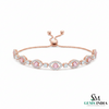 Round Cut Pink Morganite Gemstone & Diamond Adjustable Bracelet in 14K Gold