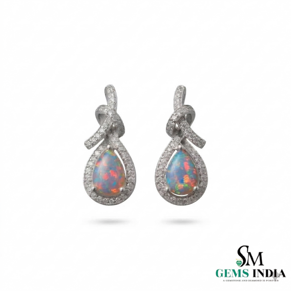 Pear Cut Opal Earrings - October Birthstone Gemstone Earrings