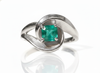 Octagon Shape Natural Emerald Engagement Ring in 14K Gold Modern Twist Band Design