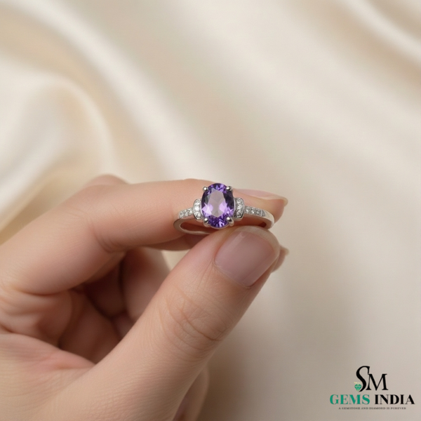 Doppelter Smaragd-Ring in offenem Design aus 14 Karat Gold – Band mit quadratisch und rund geschliffenen grünen Edelsteinen