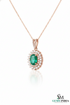 Oval Emerald & Diamond Vintage Halo Pendant - Classic Emerald Fine Jewelry