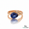 Luxury Pear Cut Sapphire & Diamond Ring in 14k and 18k Gold - Unique Sapphire Ring