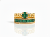 0.90 carat Natural Emerald Baguettes And Diamond Double chain Band Engagement Ring
