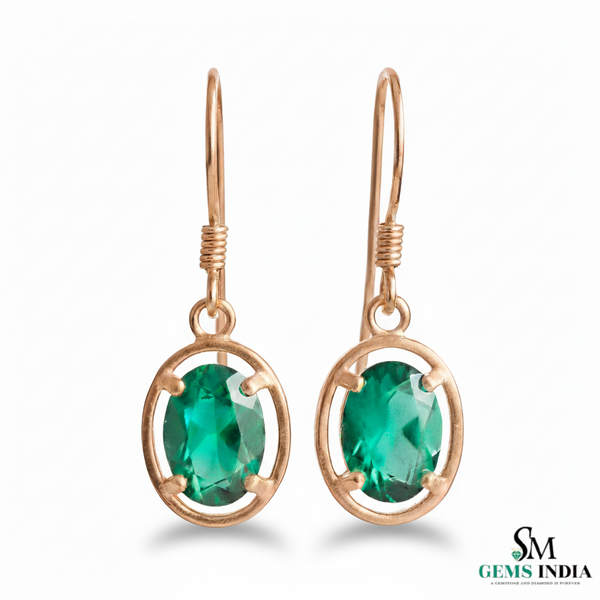 Natural Emerald Oval Drop Earrings – Gold Classic Everyday Fine Jewelry Earrings