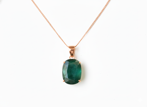10.40 Carat Natural Emerald Pendant: 14k Gold Cushion Cut Gemstone