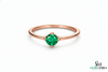 Round Emerald Solitaire Ring – Minimalist Natural Green Emerald Promise Ring