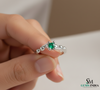 2 Karat Herzform-Smaragd- und Diamantring aus 14 Karat Gold, Smaragd-Verlobungsring