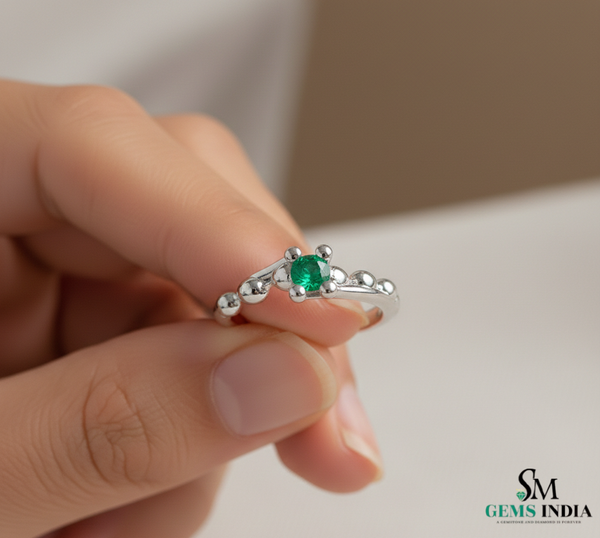 2 Karat Herzform-Smaragd- und Diamantring aus 14 Karat Gold, Smaragd-Verlobungsring