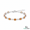 Luxury Cushion Citrine and Diamond Chain Bracelet - Gold Bracelet for Women