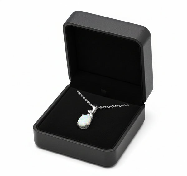 Oval Opal Diamond Halo Pendant - Elegant Gold Jewelry