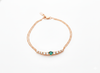 Classic Round Natural Emerald & Diamond Center Bar Bracelet