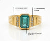 2.80 Carats Natural Emerald Men's Ring In 18K Solid Gold Men's Wedding Emerald Cut Mens Ring