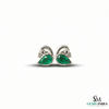 Minimalist Pear Emerald Gold Everyday Studs - Birthday Gift For Wife
