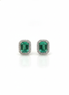 4.40 carat Timeless Green Gem Elegance Emerald Cut Green Emerald Halo Stud Earrings