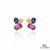 Multicolor Gemstone Trio Cluster Stud Earrings - Earrings for Women
