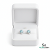 Round Cut Aquamarine & Diamond Stud Earrings