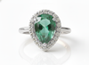 Pear Shape 2.90 carat Natural Emerald And Diamond Engagement Ring 18K Solid Gold May Birthstone Ring (Copy)