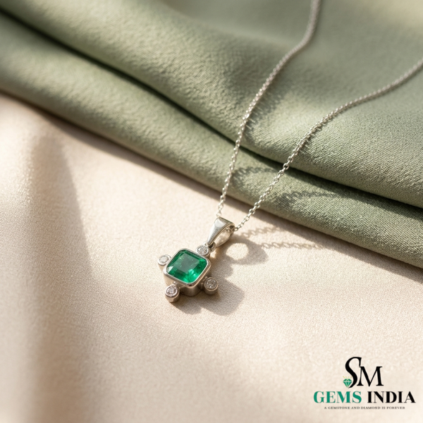 Natural Emerald Octagon Pendant Necklace - Elegant Daily Wear Necklace