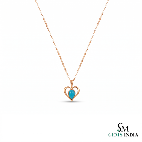 Romantic Pear Turquoise Heart Pendant - – Elegant Fine Jewelry For Women