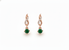 1.80 carat Gold Swirl Diamond Earrings with Round Natural Emerald Drops Gift for her