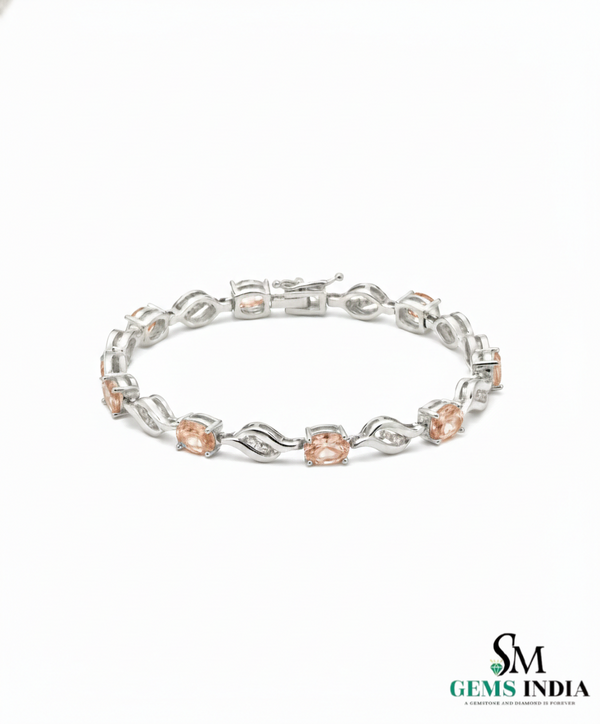 Luxury Morganite & Diamond Tennis Bracelet - Gold Bracelet for Women