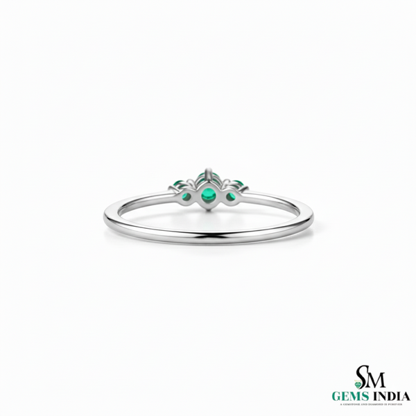 Round Three Emerald Gold Ring – May Birthstone Jewelry