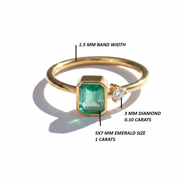 1 Carats Emerald Cut Natural May Birthstone Emerald Solitaire Ring - Women Wedding Gift Ring