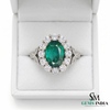 2.50 carat Oval Cut Emerald and Diamond Halo Ring in 14K Gold Vintage Engagement Ring