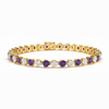 Round Natural Amethyst Diamond Bracelet for Women - Fine Gold Jewelry