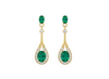 3.20 carat Oval Natural Emerald Teardrop Earrings in 14k Gold Diamond Accent Drop Style