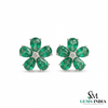 Luxury Pear Cut Emerald Floral Earrings in 14K Gold – Gift for Her