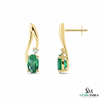Classic Oval Emerald & Diamond Curved Drop Earrings