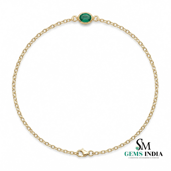 Oval Natural Emerald Gold Bracelet – Elegant Everyday Fine Jewelry