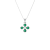 Pear shaped Natural Emerald and Diamond Four-Leaf Clover Pendant in 14K Gold Gift for her