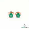 Round Cut Emerald Stud Earrings in 14K Gold Minimal - Fine Jewelry Gift for Women